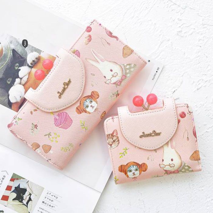 【粉色糖果喵與兔】貓兔錢包
