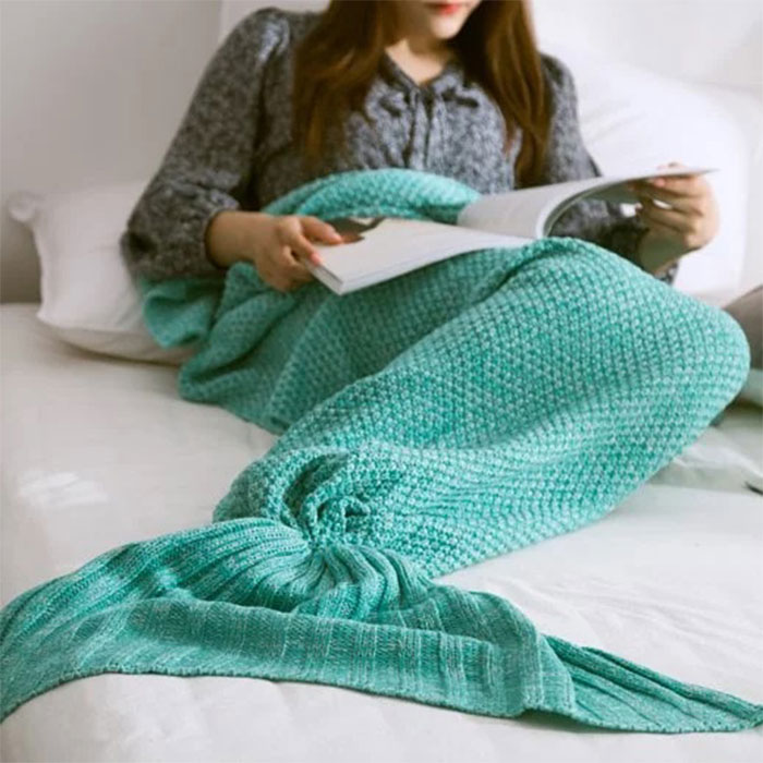 慵懶美人魚毯－優雅綠