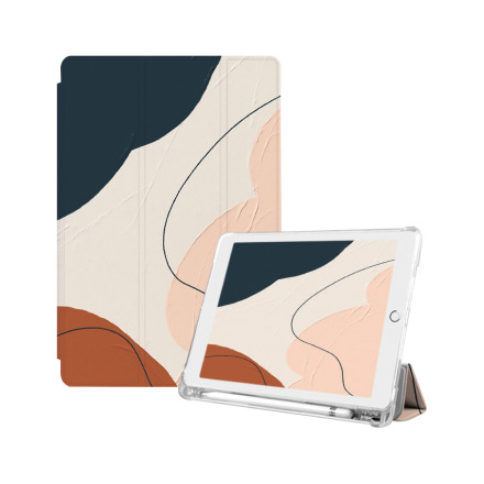 【Knocky】iPad Pro/Air/Mini 三折式霧面軟底軟邊氣囊保護殼 - 幾何色塊 (組合油塊) 禮應如此