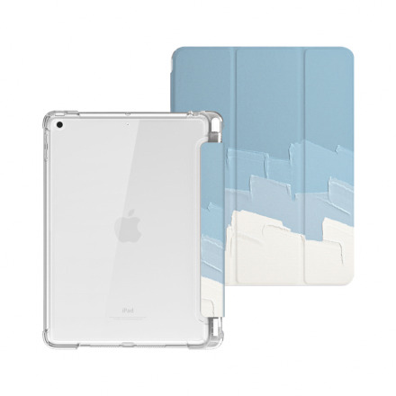 【Knocky】iPad Pro/Air/Mini 三折式霧面軟底軟邊氣囊保護殼 - 復古油畫 (奶油藍) 禮應如此