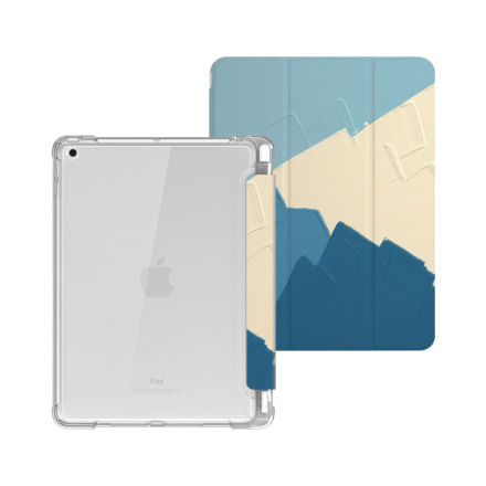 【Knocky】iPad Pro/Air/Mini 三折式霧面軟底軟邊氣囊保護殼 - 復古油畫 (青藍色) 禮應如此